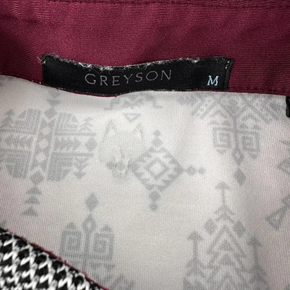 Greyson Polo Shirt Mens Medium White Black Aztec Southwestern Dakota Dunes - Picture 3 of 8